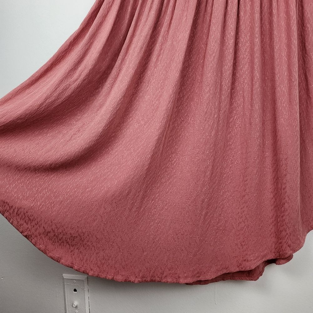 Anthropologie Dress ASTR The Label Midi Dress Sleeveless Smocked Dusty Rose M - Picture 14 of 15